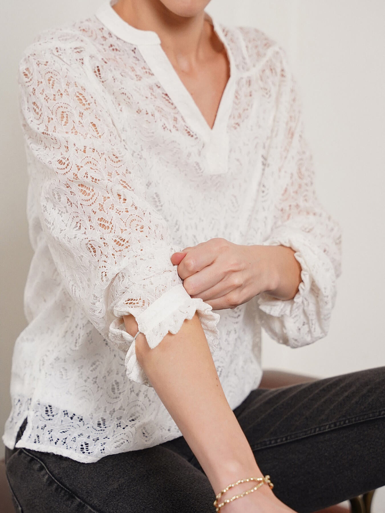 V-Neck Top - Off White