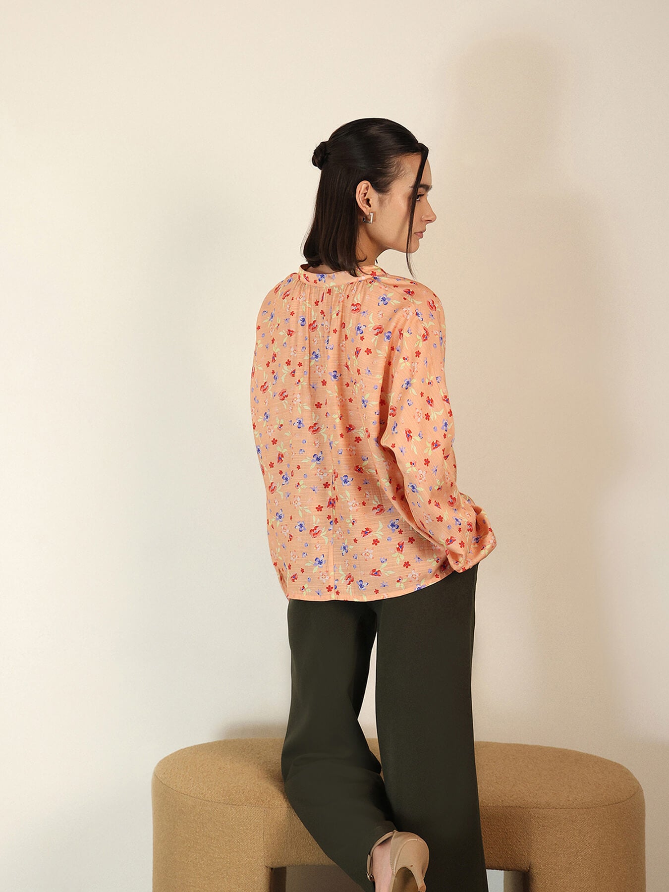 Viscose Floral Top - Peach