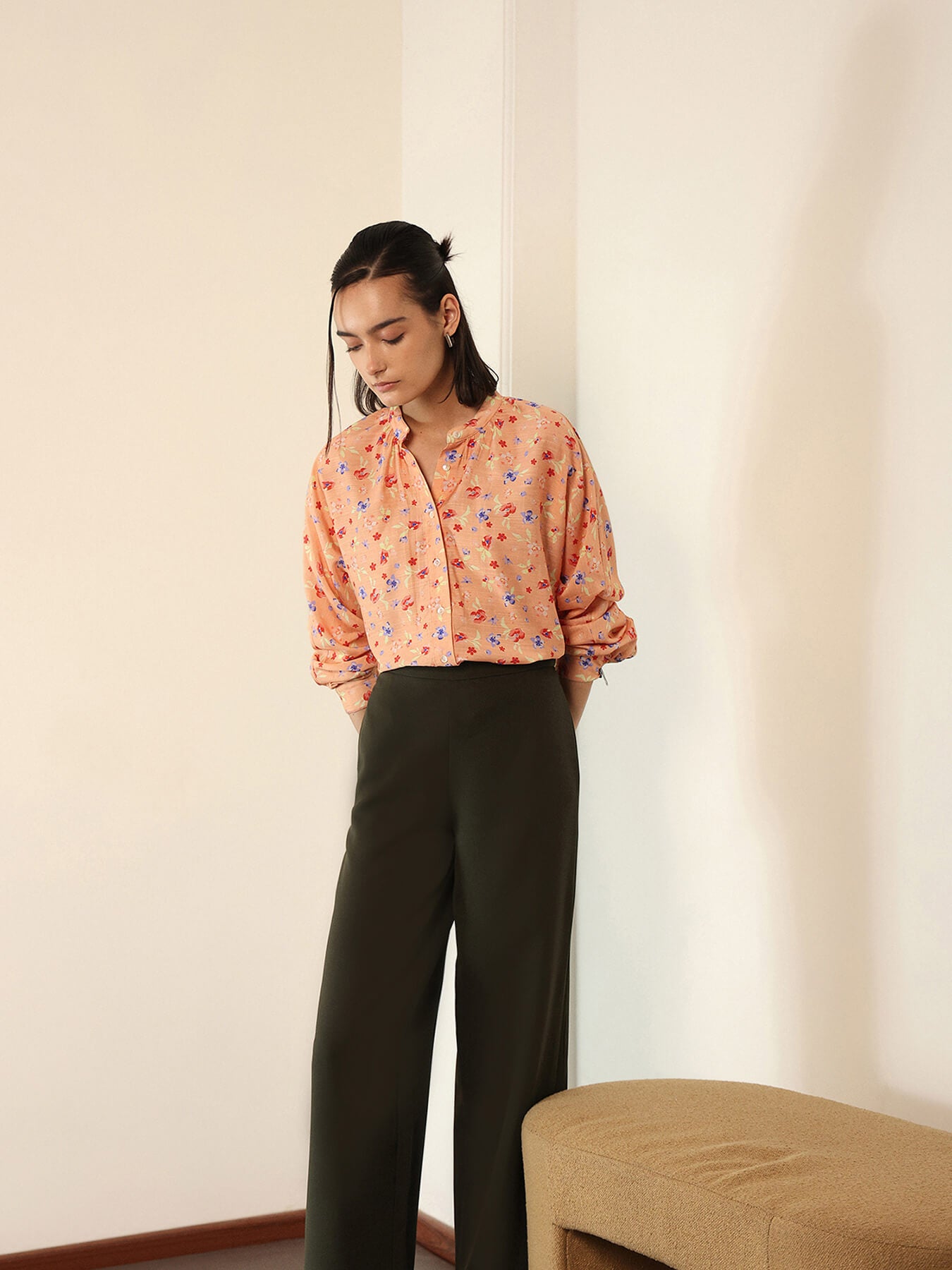 Viscose Floral Top - Peach