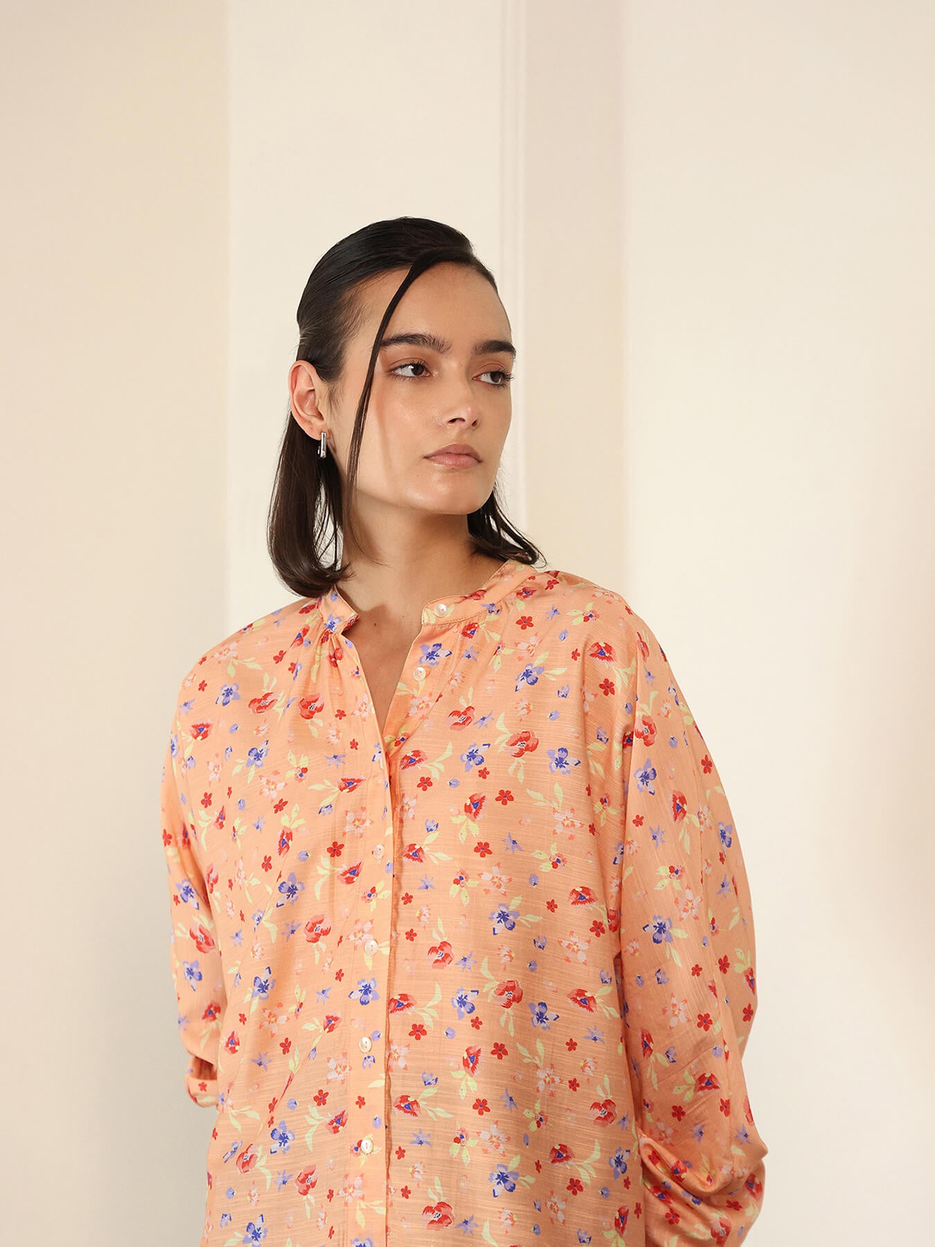 Viscose Floral Top - Peach