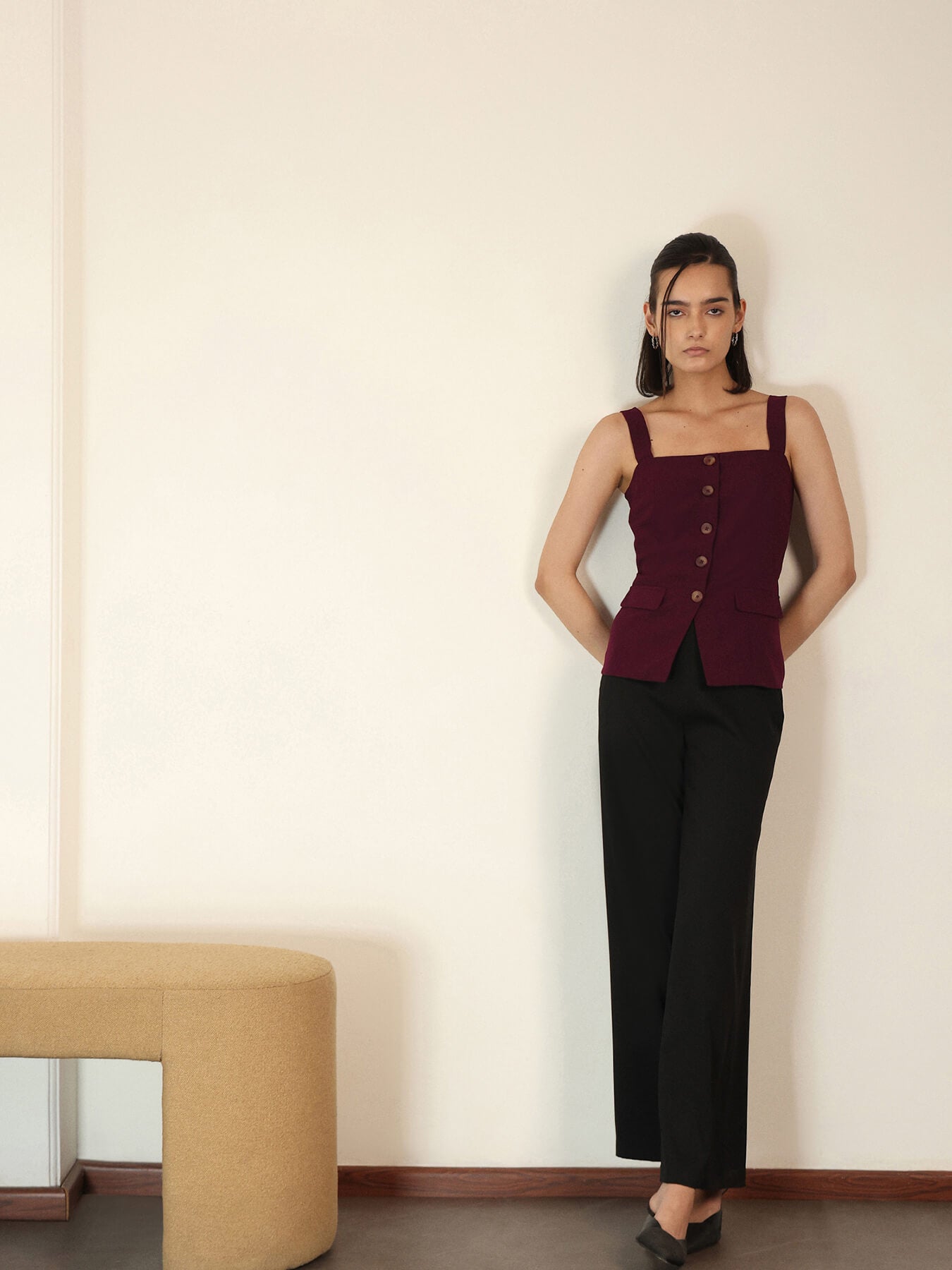 Waistcoat Top - Maroon