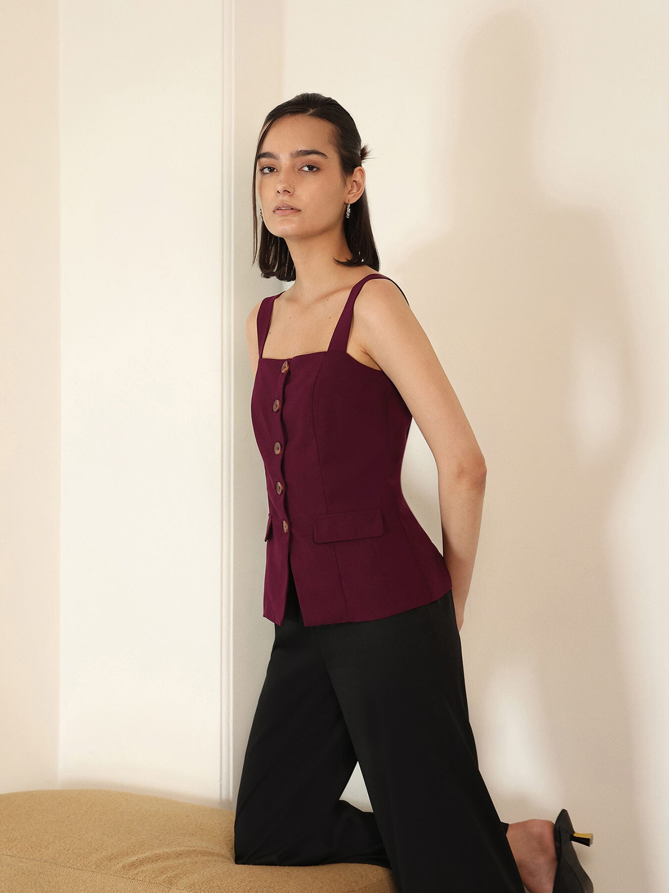 Waistcoat Top - Maroon