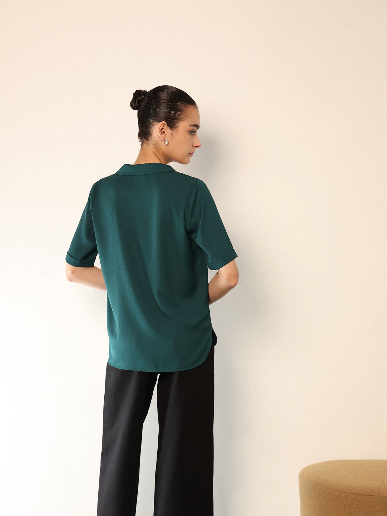 Shirt Collar Top - Green