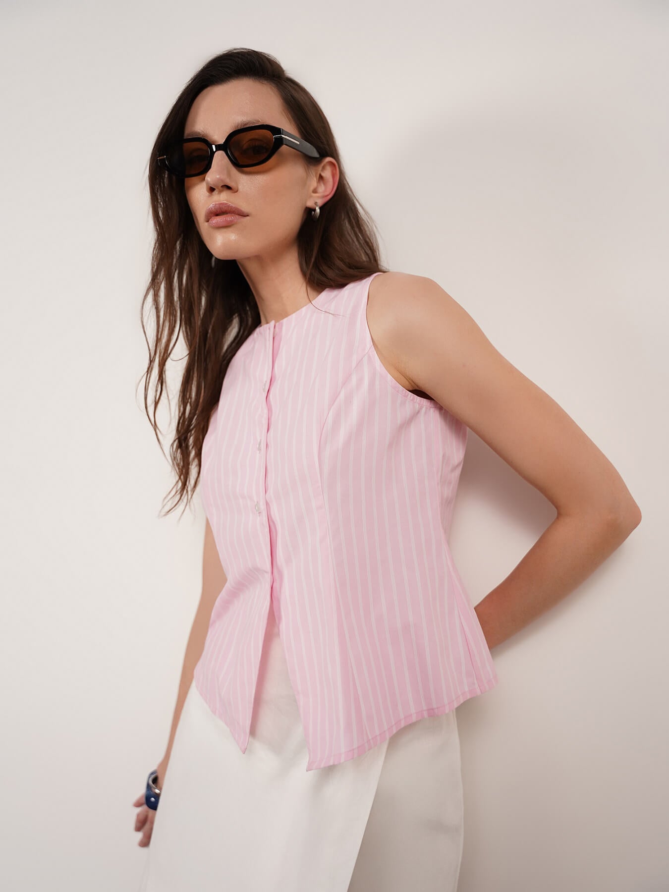 Cotton Striped Top - Pink