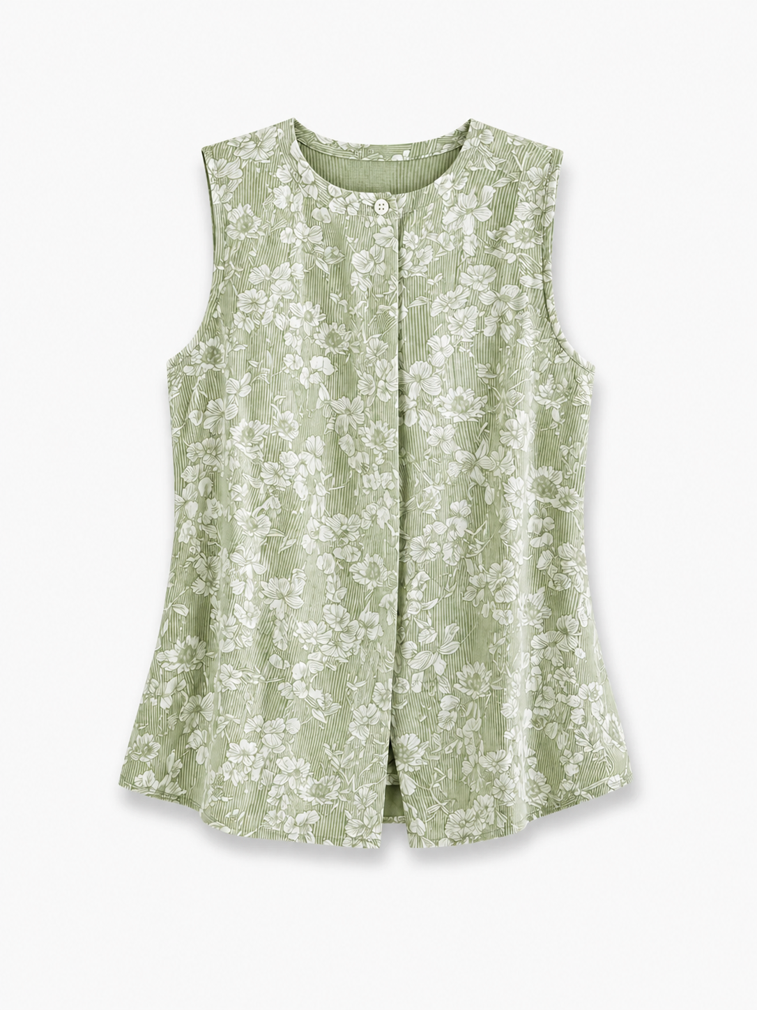 Cotton Button Down Top - Green