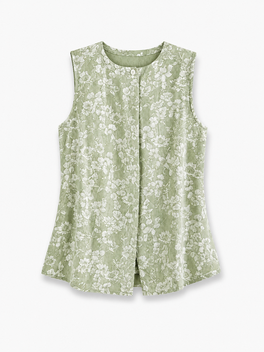 Cotton Button Down Top - Green