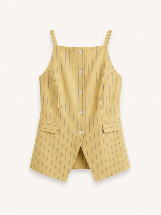 Cotton Button Down Top - Yellow