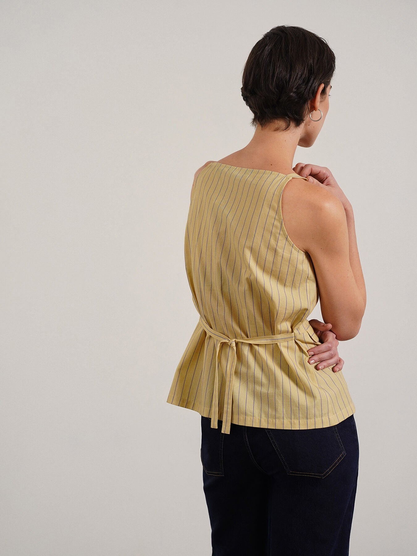 Cotton Button Down Top - Yellow