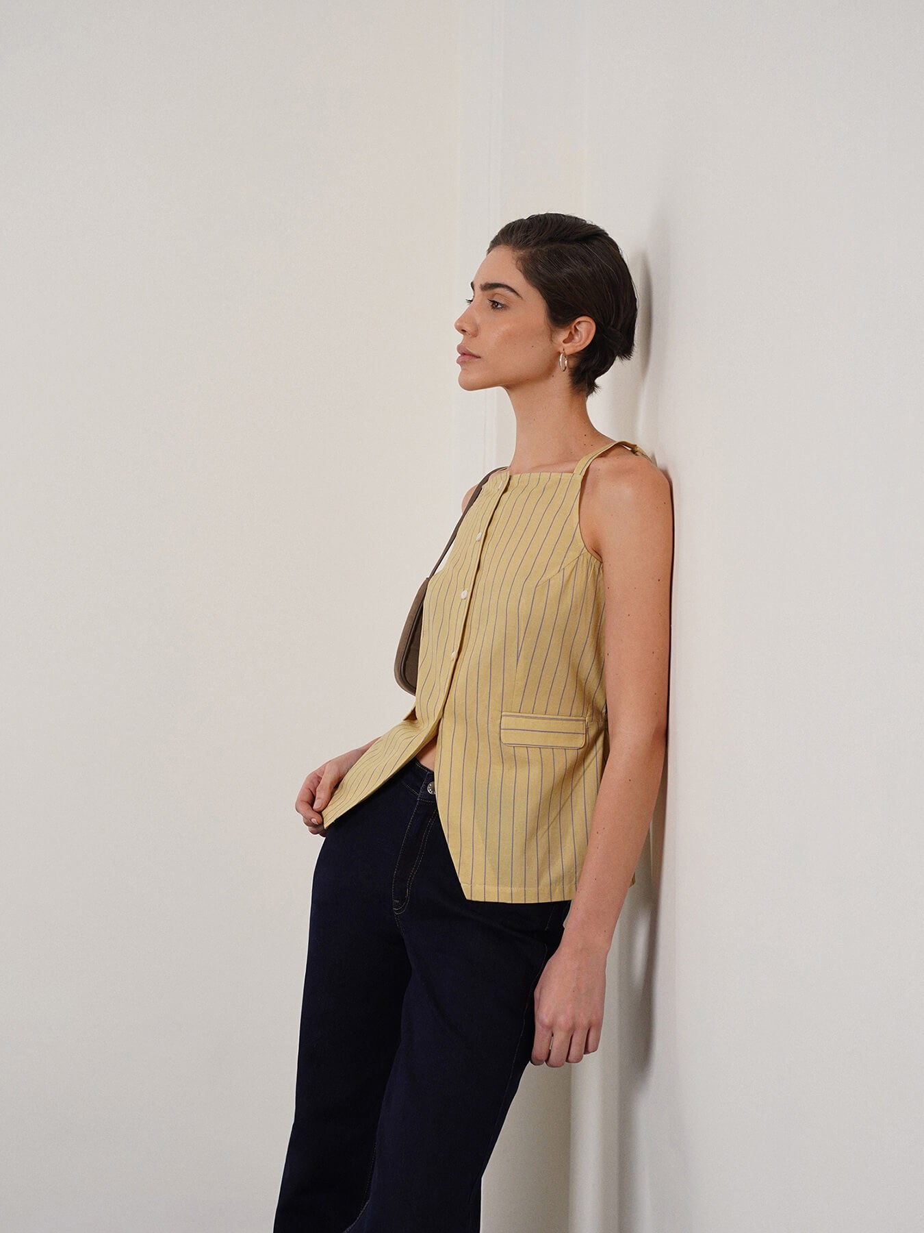 Cotton Button Down Top - Yellow