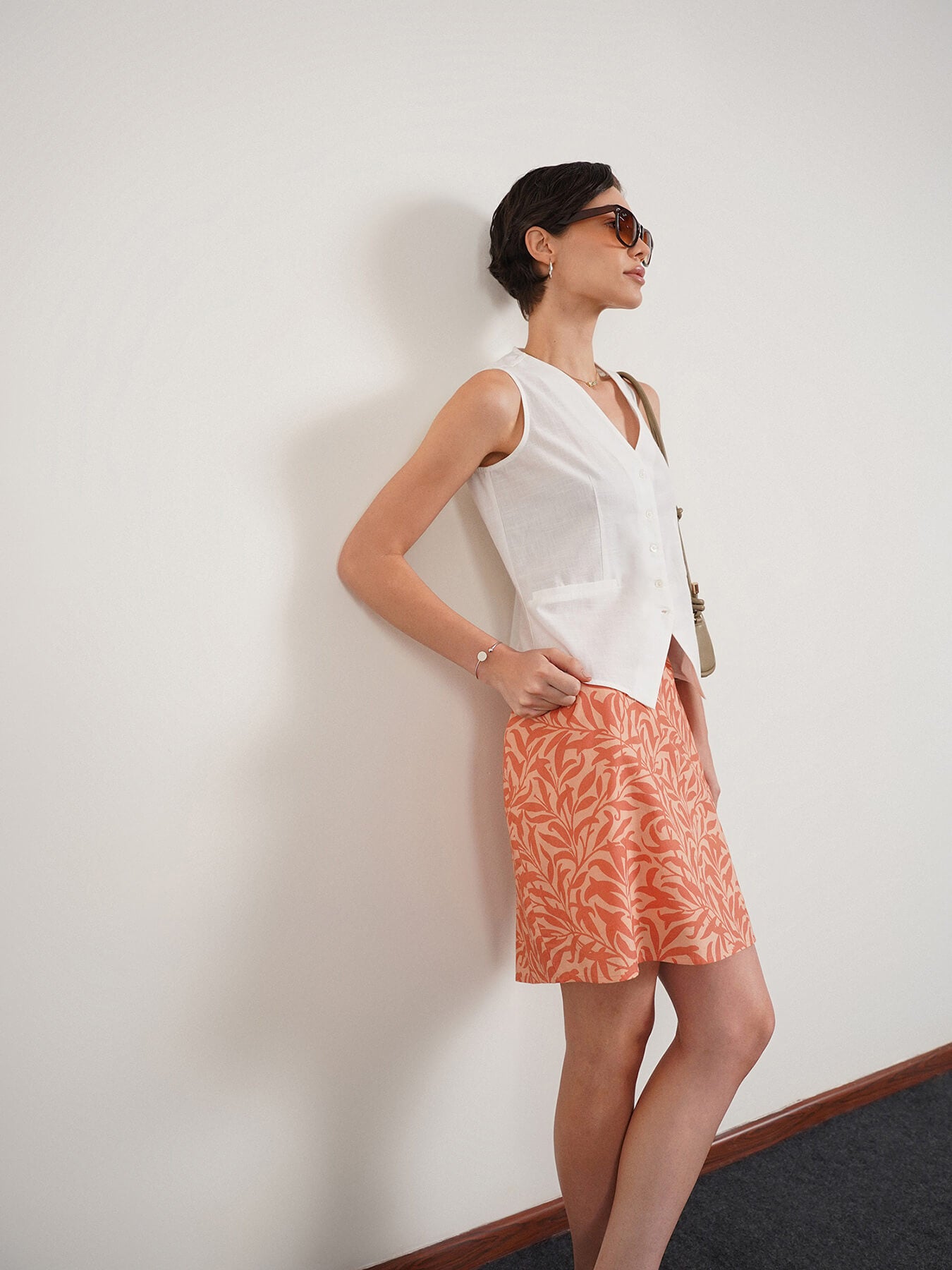 Pure Cotton Waistcoat Top - White