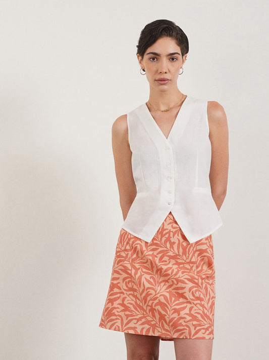 Pure Cotton Waistcoat Top - White
