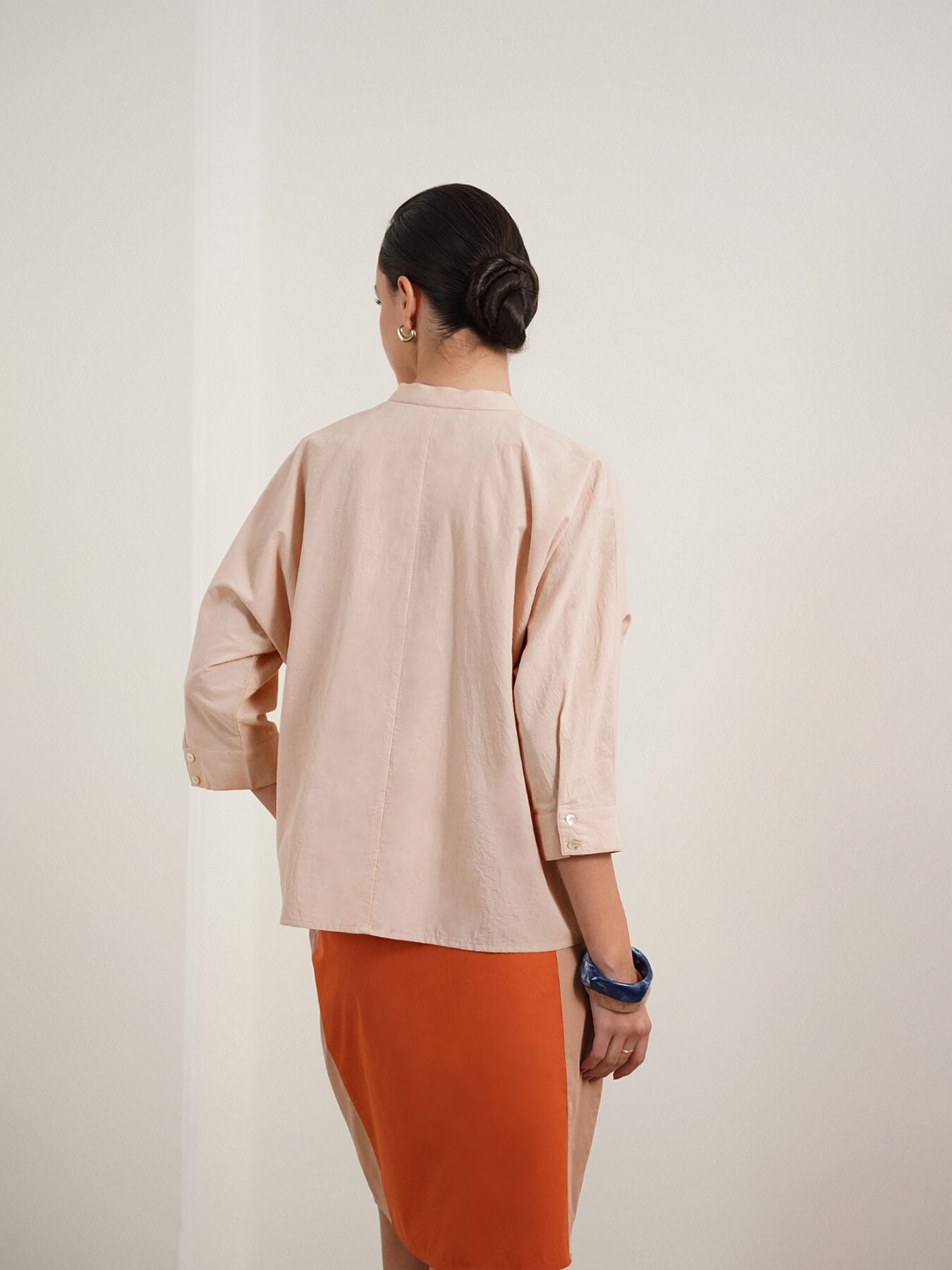 Cotton Button Down Top - Beige