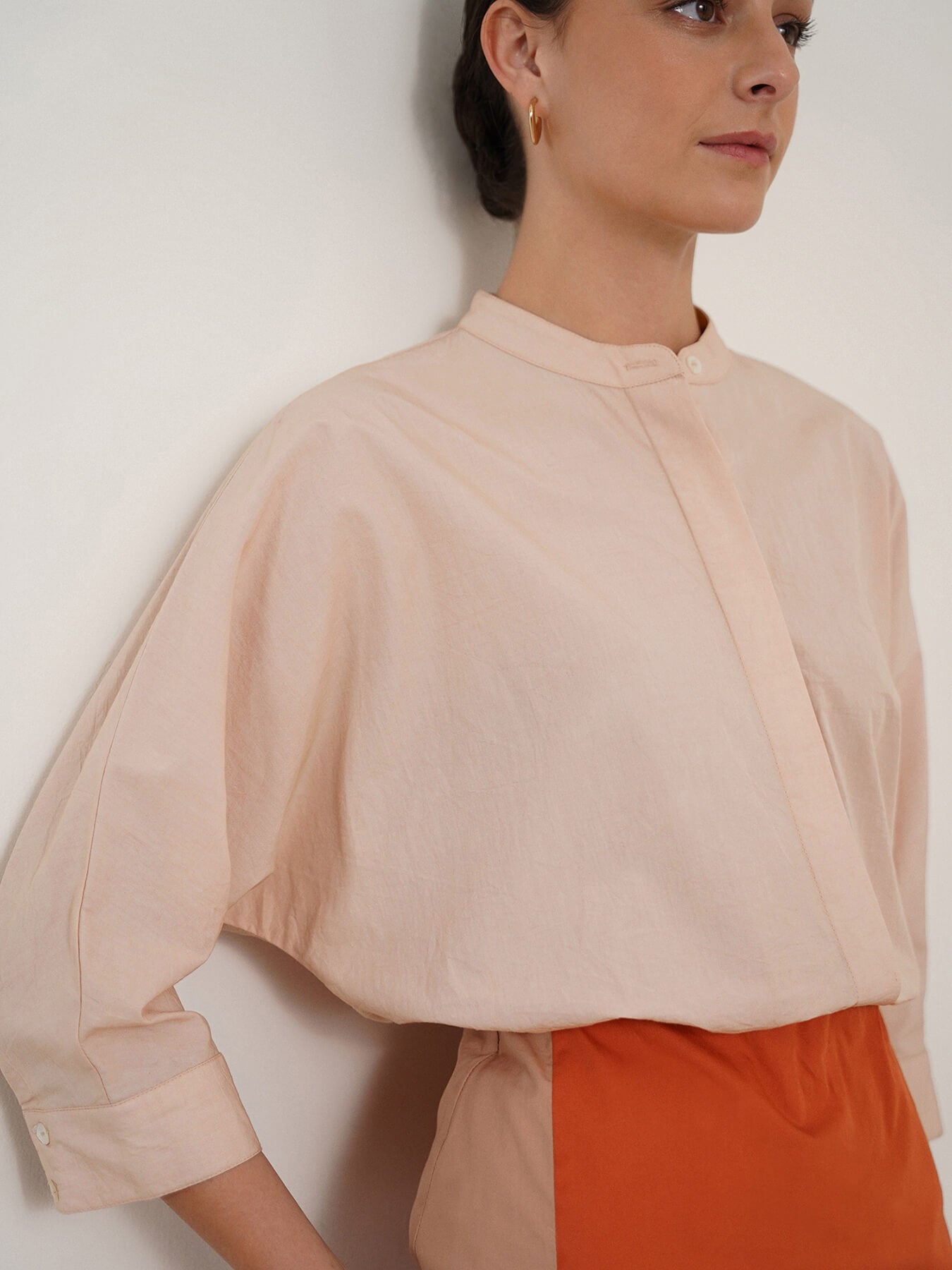 Cotton Button Down Top - Beige