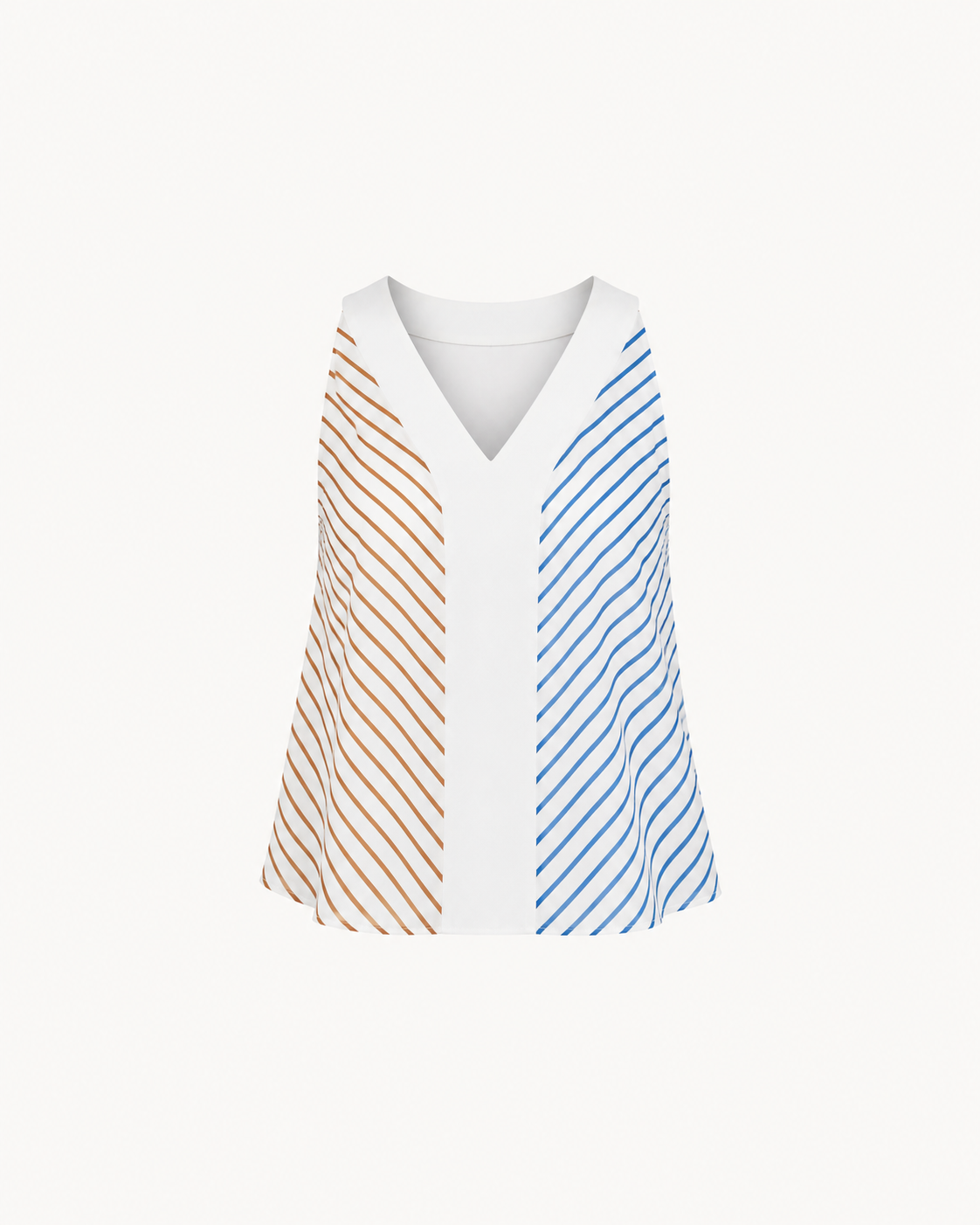 Cotton Striped V-Neck Top - Off White