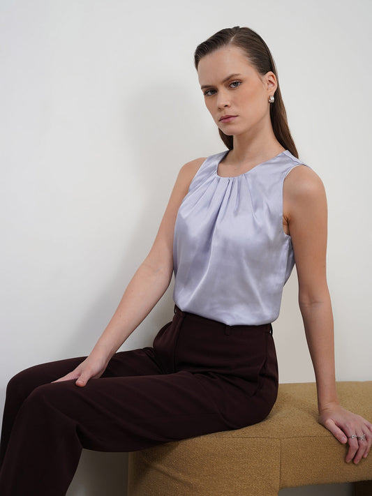 Round Neck Top - Powder Blue