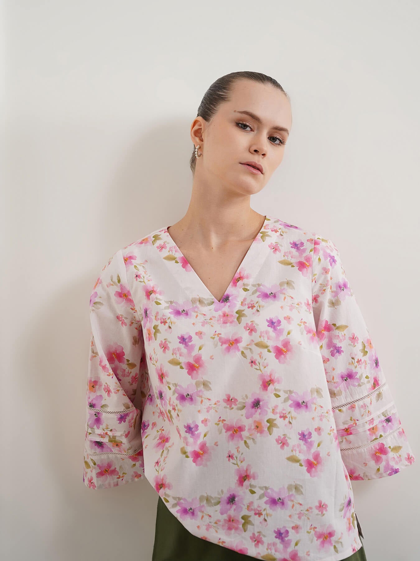 Pure Cotton Floral Top - Pink