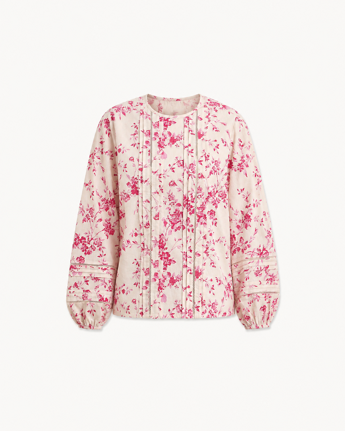 Pure Cotton Floral Top - Off White