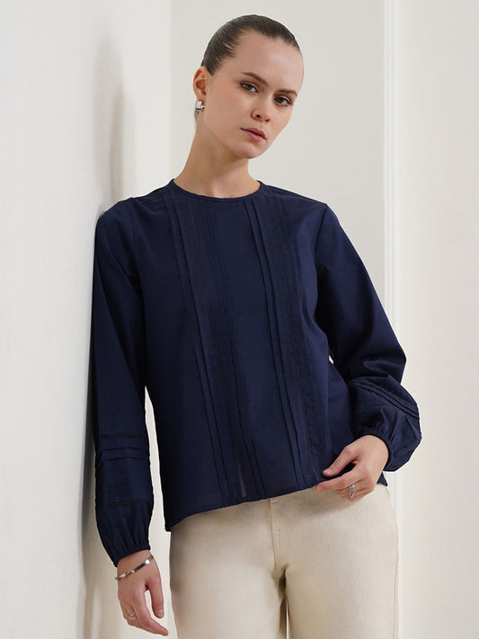 Pure Cotton Top - Navy Blue