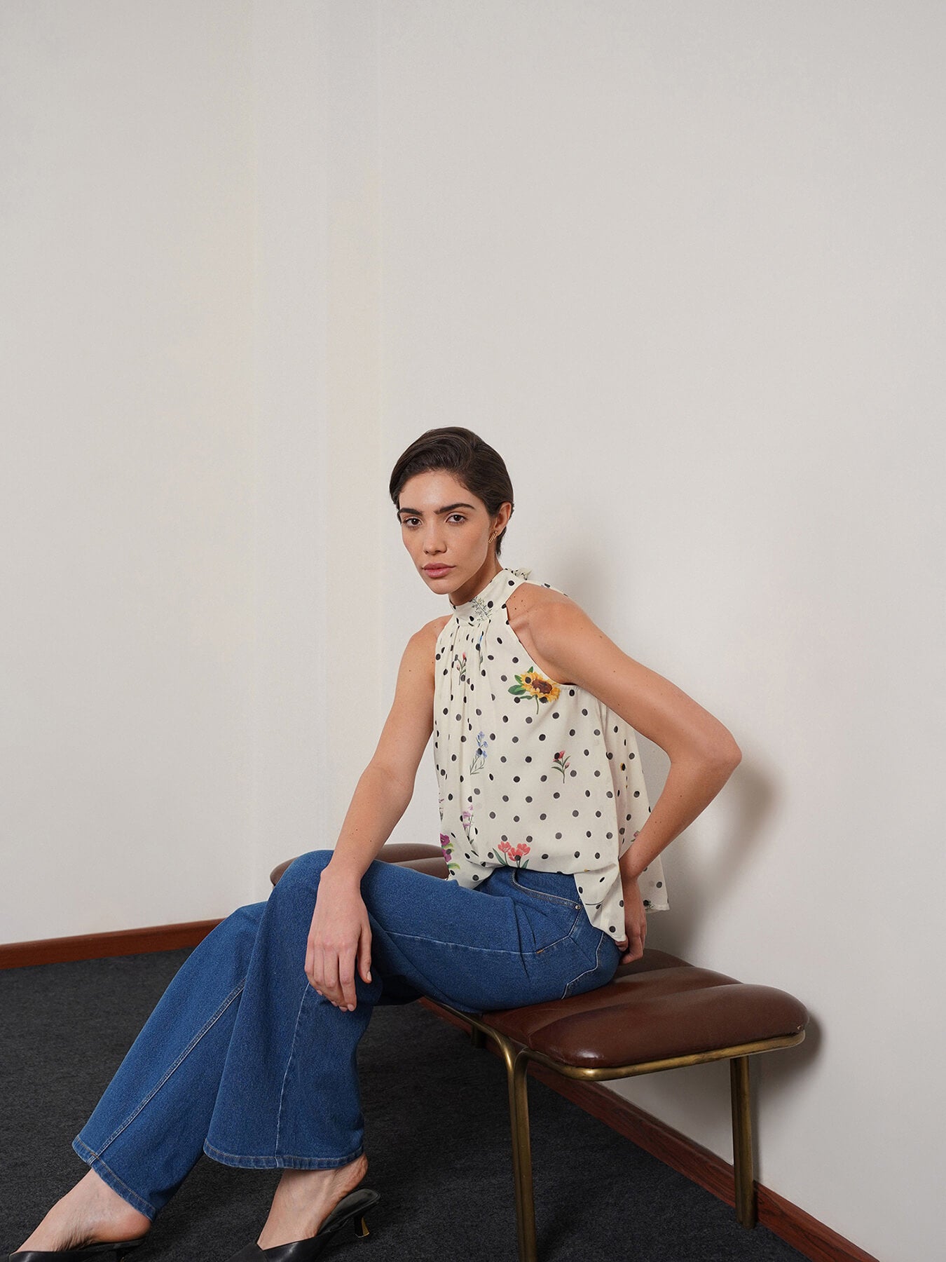 Polka Dot A-Line Top - Off White