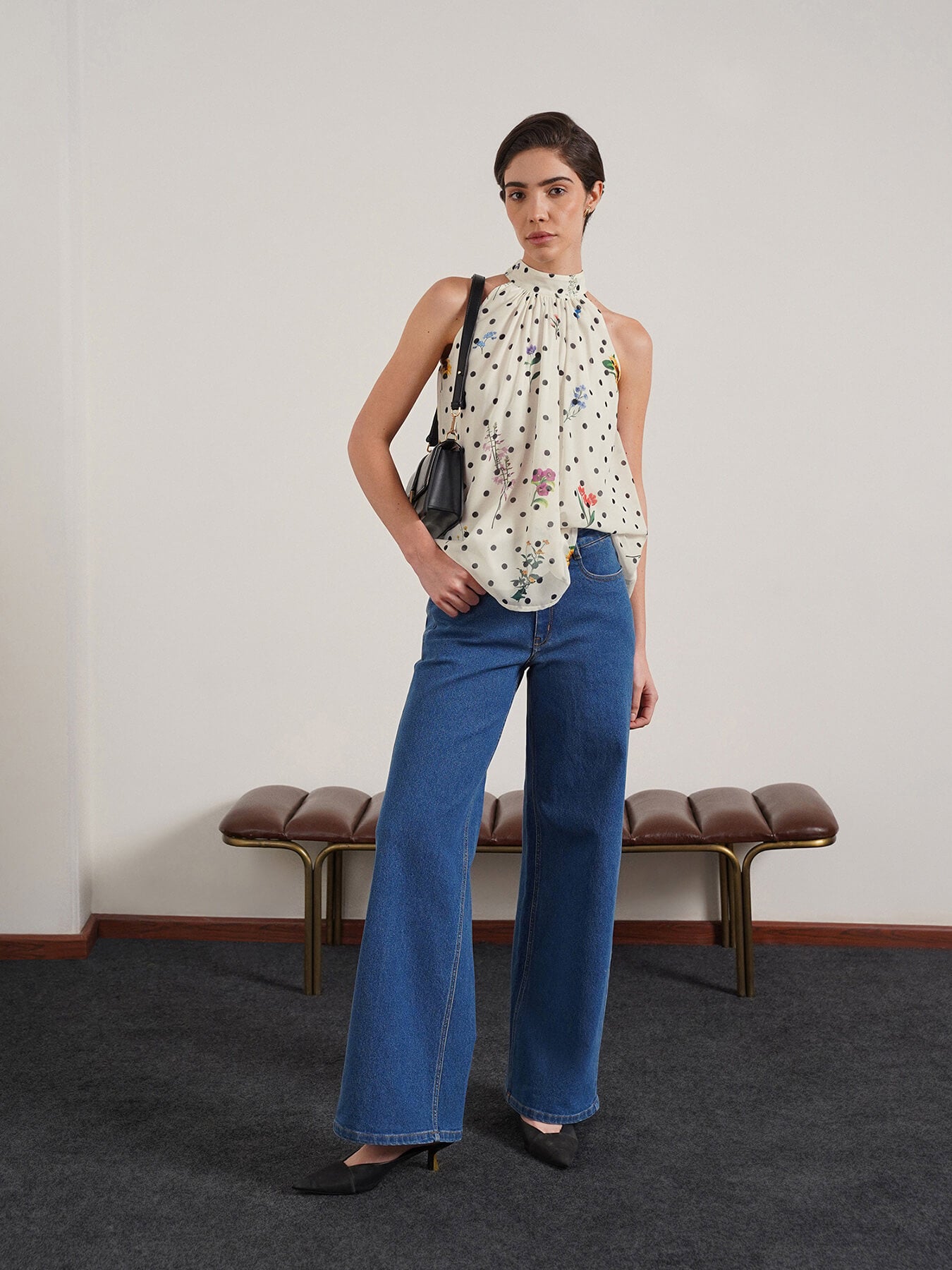 Polka Dot A-Line Top - Off White