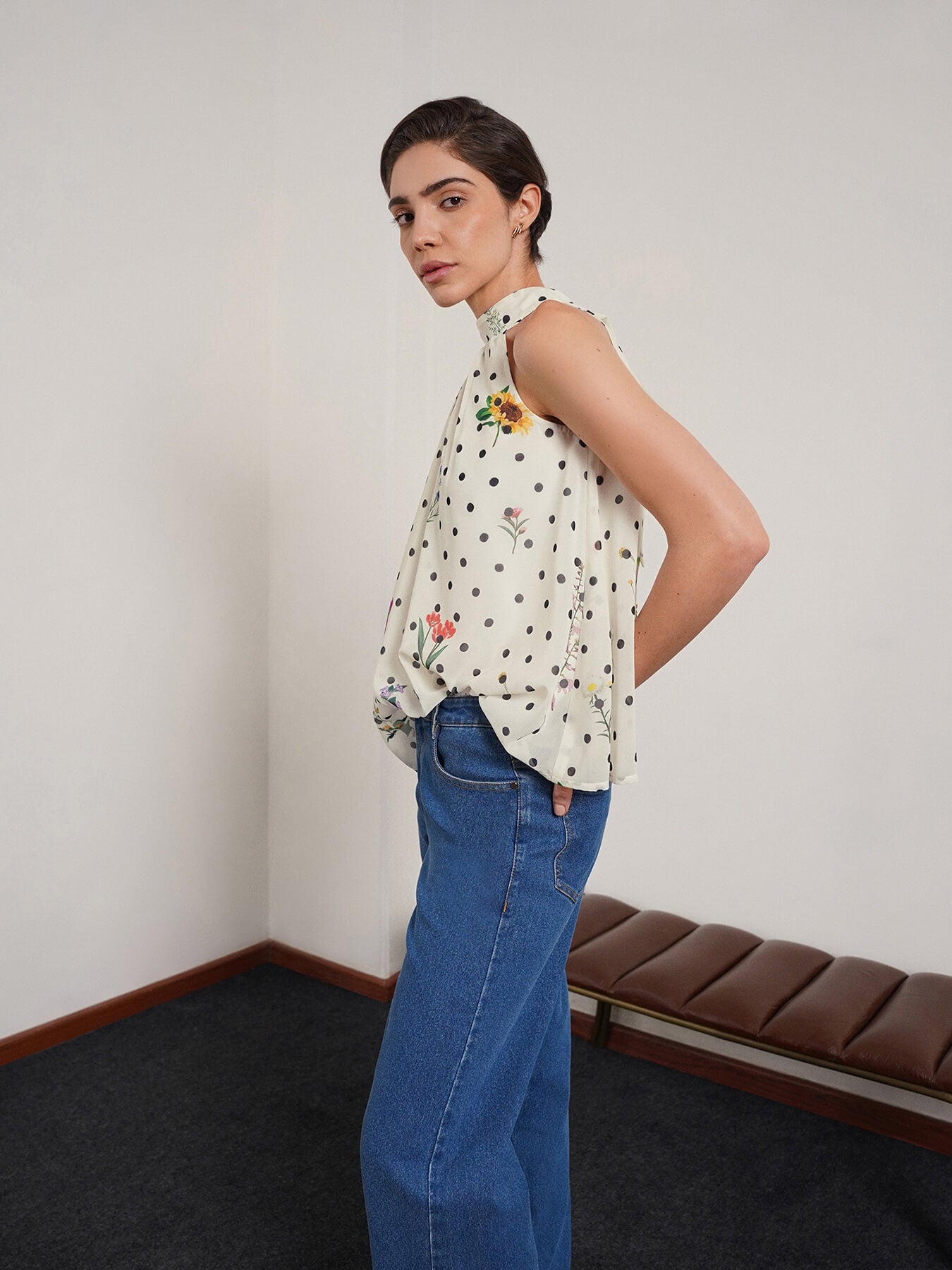 Polka Dot A-Line Top - Off White