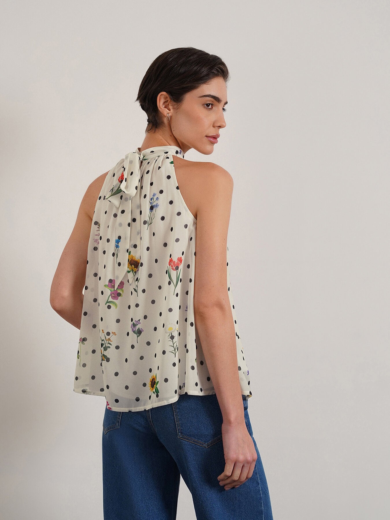 Polka Dot A-Line Top - Off White