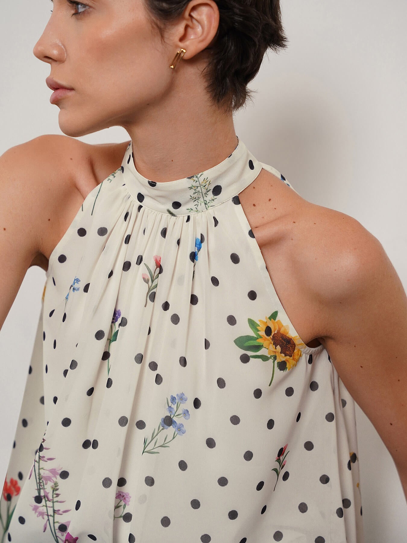 Polka Dot A-Line Top - Off White