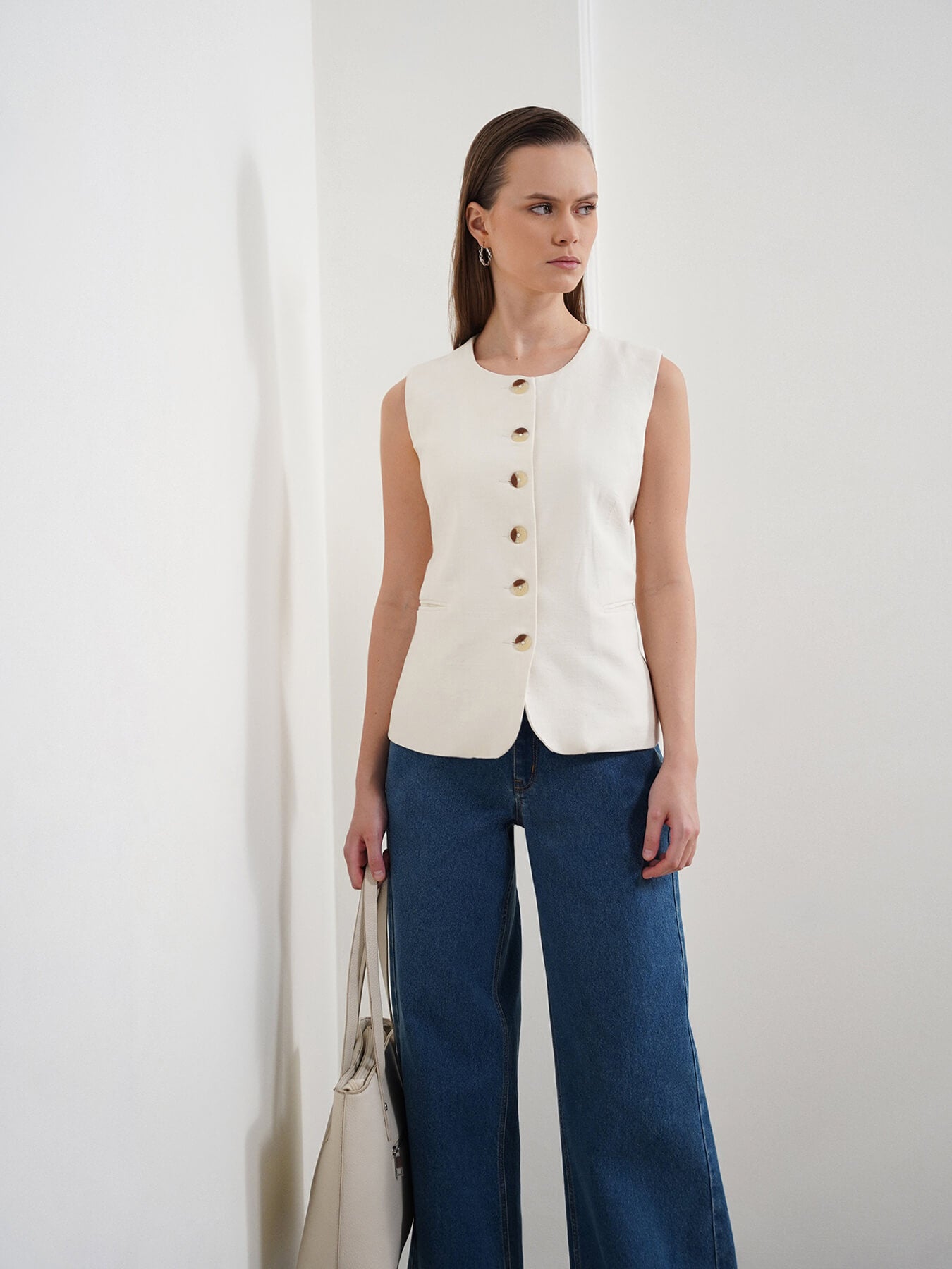 Cotton Linen Waistcoat - Off White