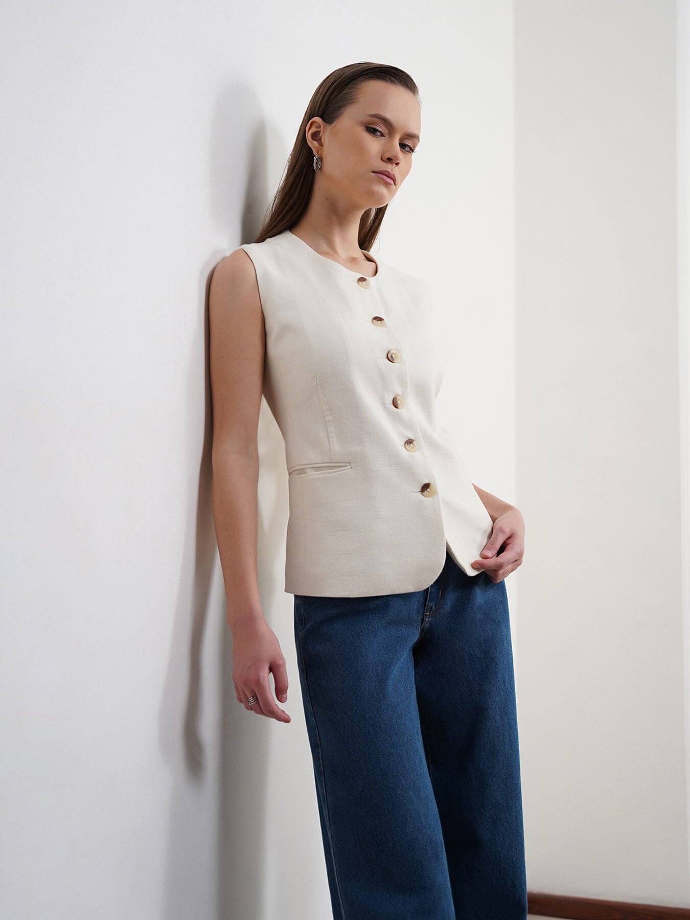 Cotton Linen Waistcoat - Off White