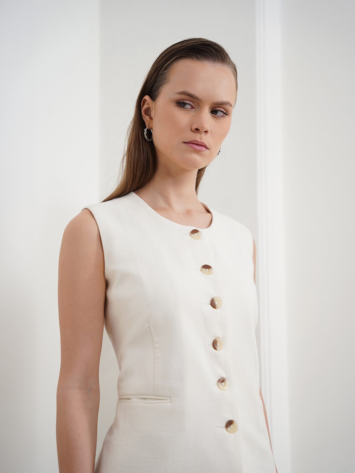 Cotton Linen Waistcoat - Off White
