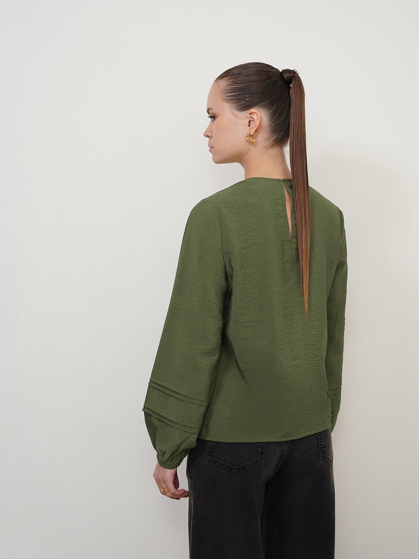 Viscose Round Neck Top - Olive