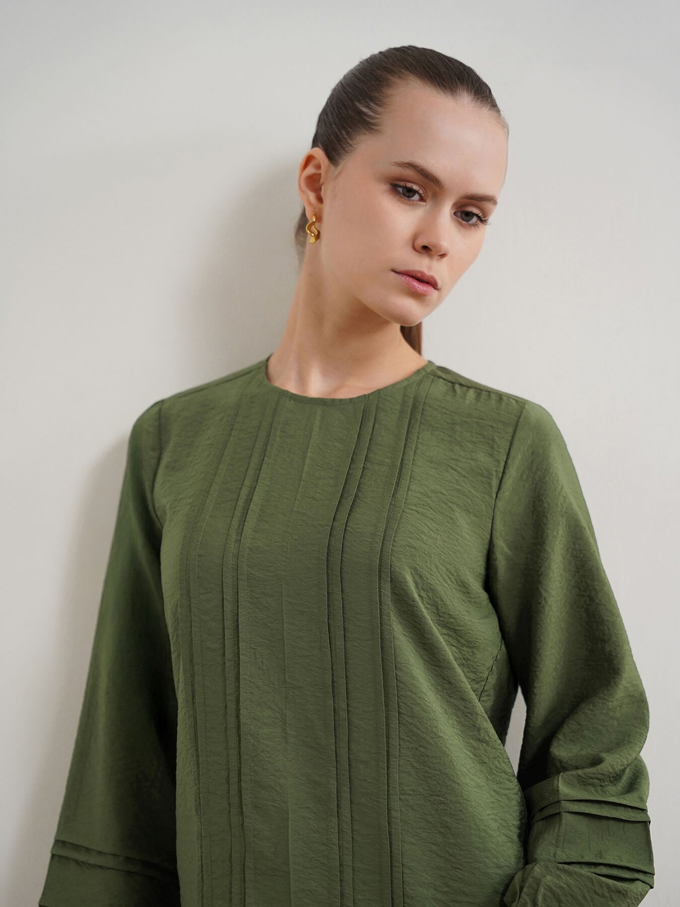 Viscose Round Neck Top - Olive