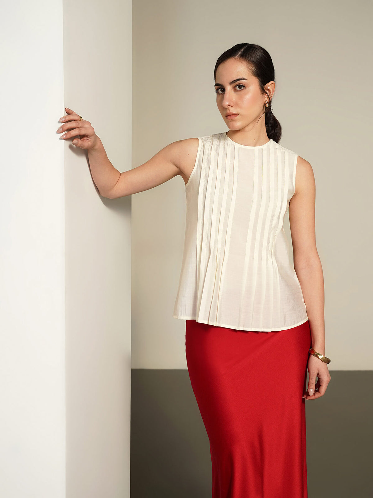 Round Neck Top - Off-White