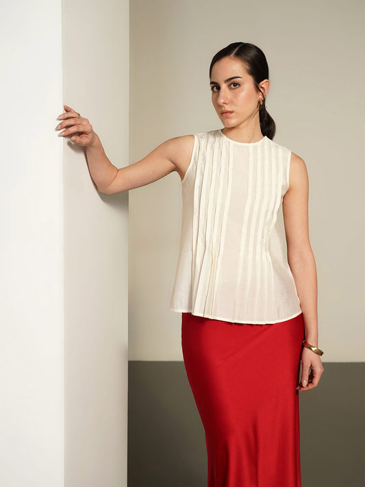 Round Neck Top - Off-White