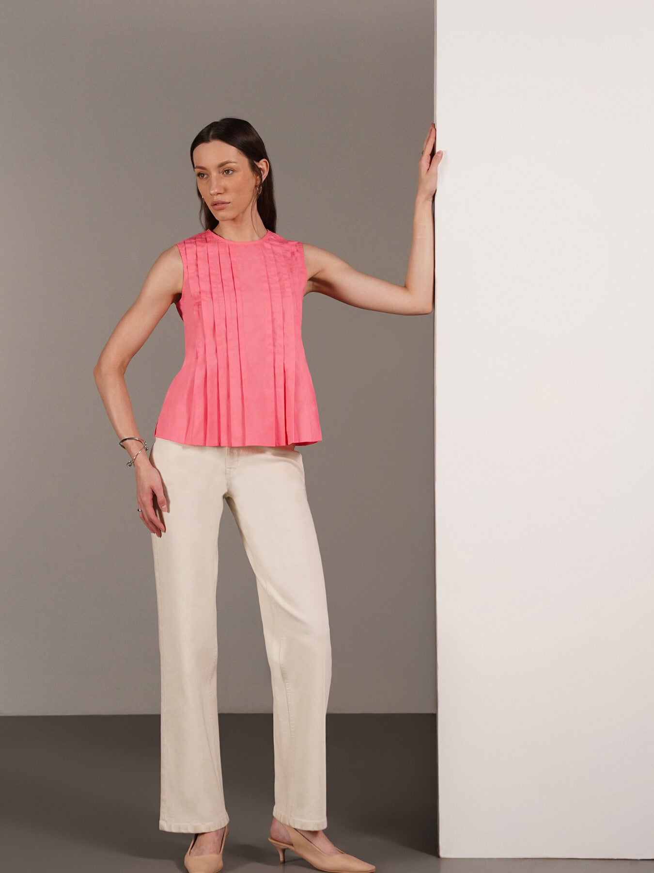 Pure Cotton Pleated Top - Pink