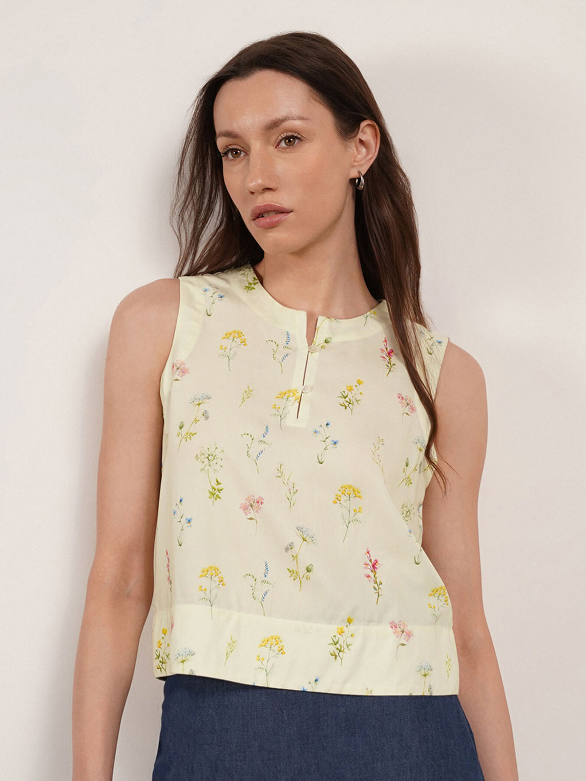 Viscose Floral Top - Lime Green