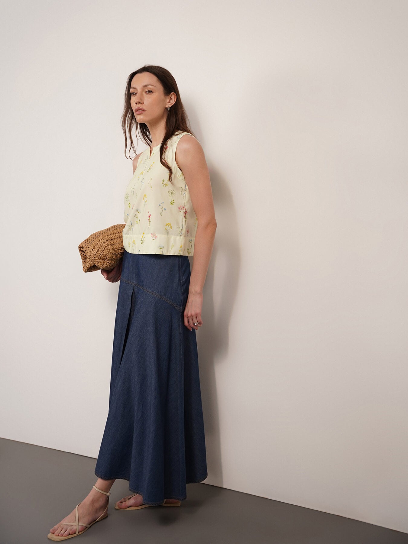 Viscose Floral Top - Lime Green