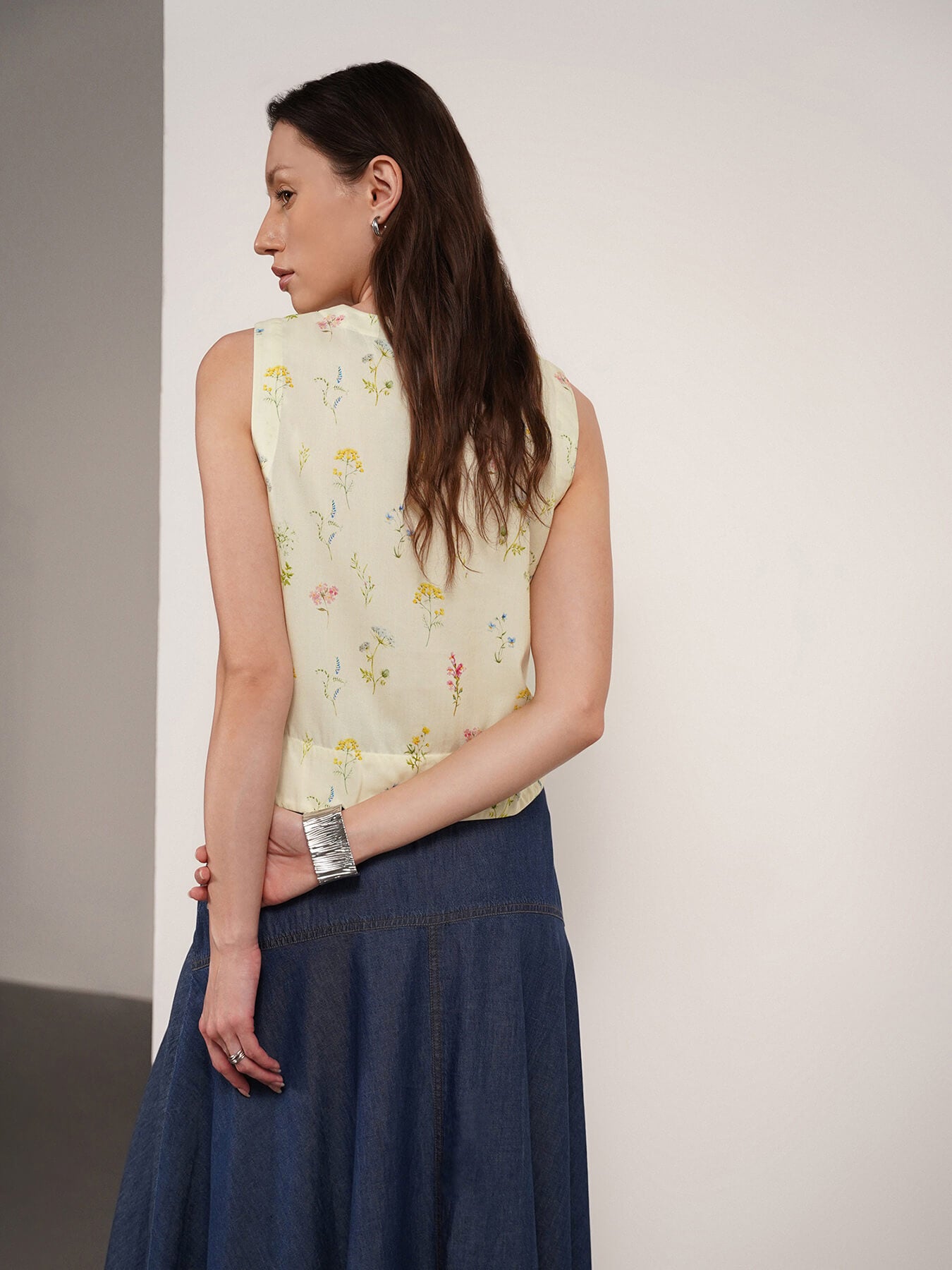 Viscose Floral Top - Lime Green