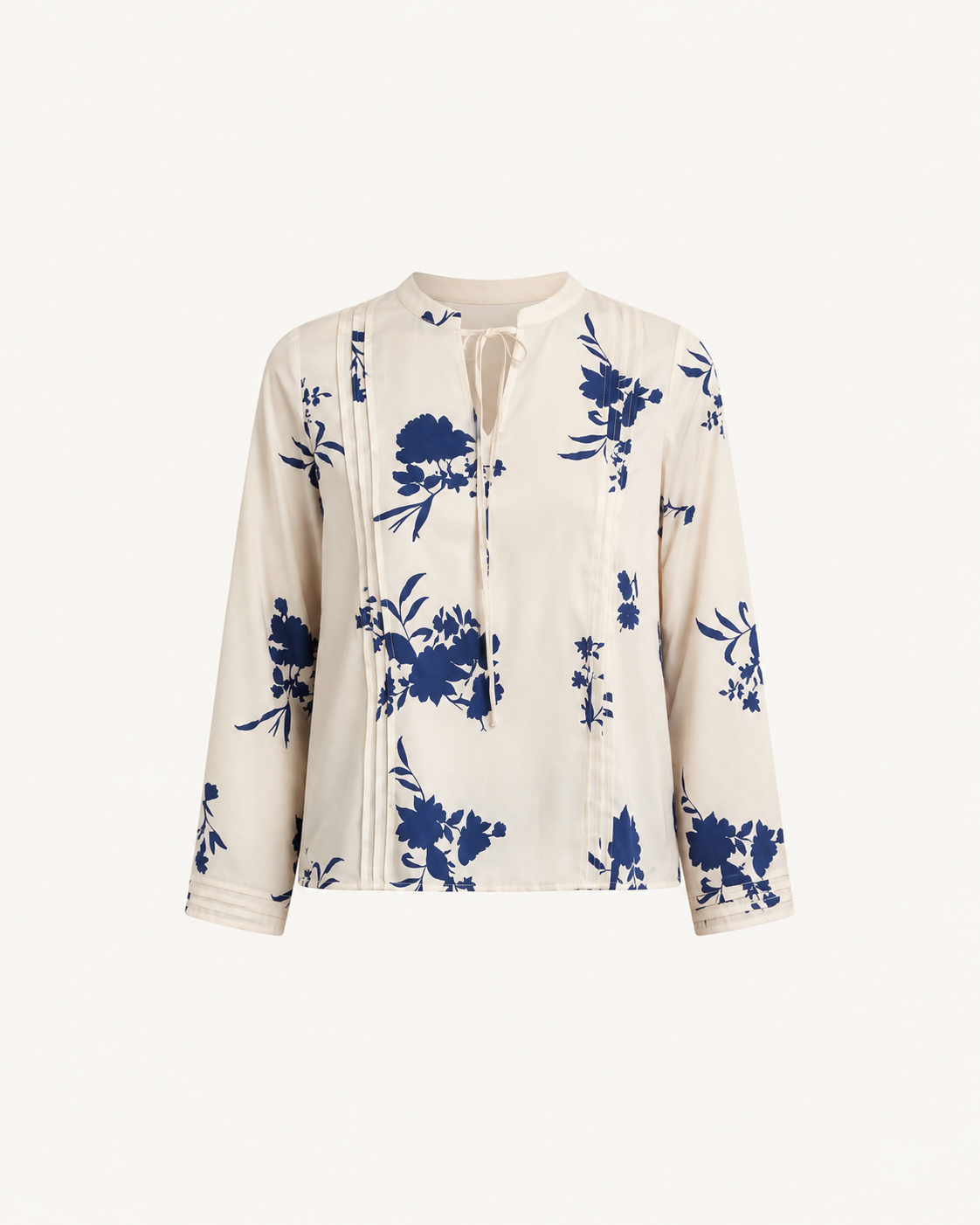 Floral Mandarin Collar Top - Blue