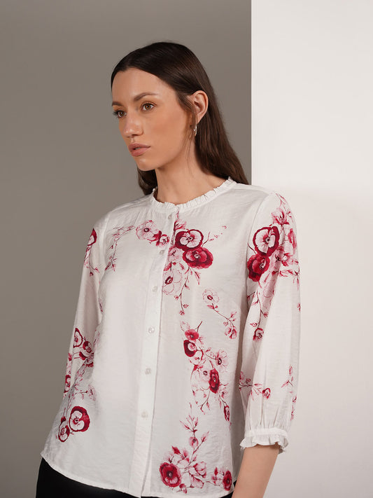Viscose Floral Top - White