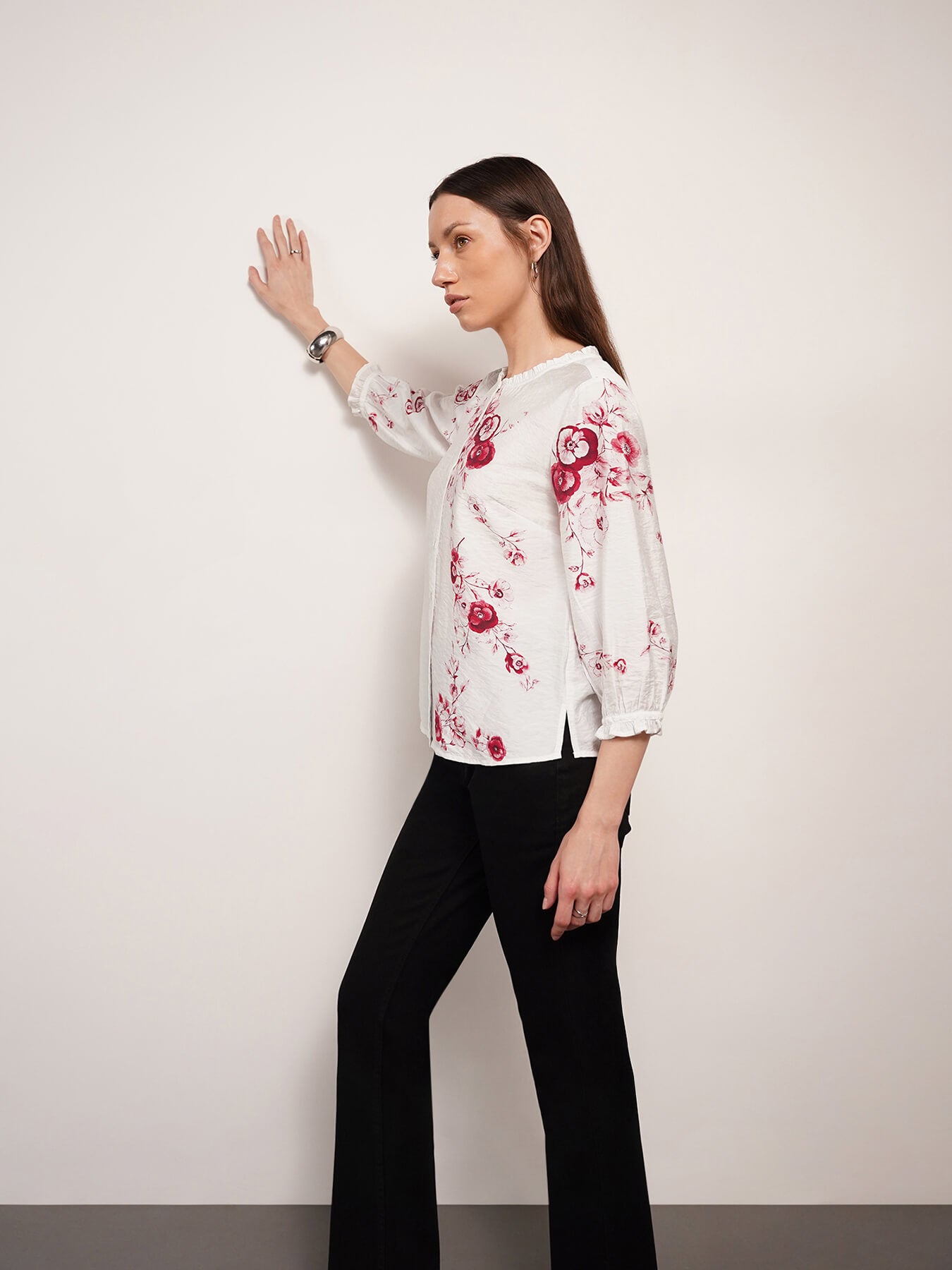 Viscose Floral Top - White