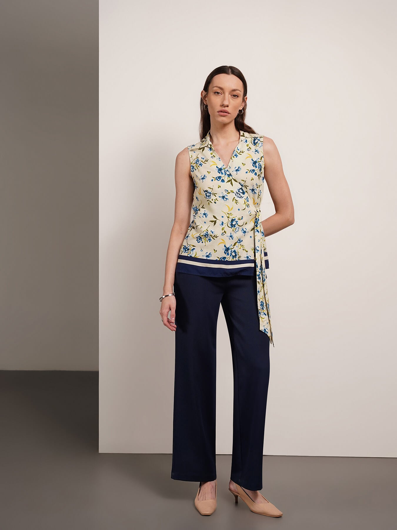 Floral Wrap Top - Off White