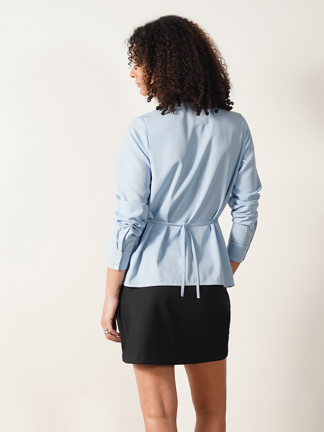 V-Neck Pleated Top - Blue