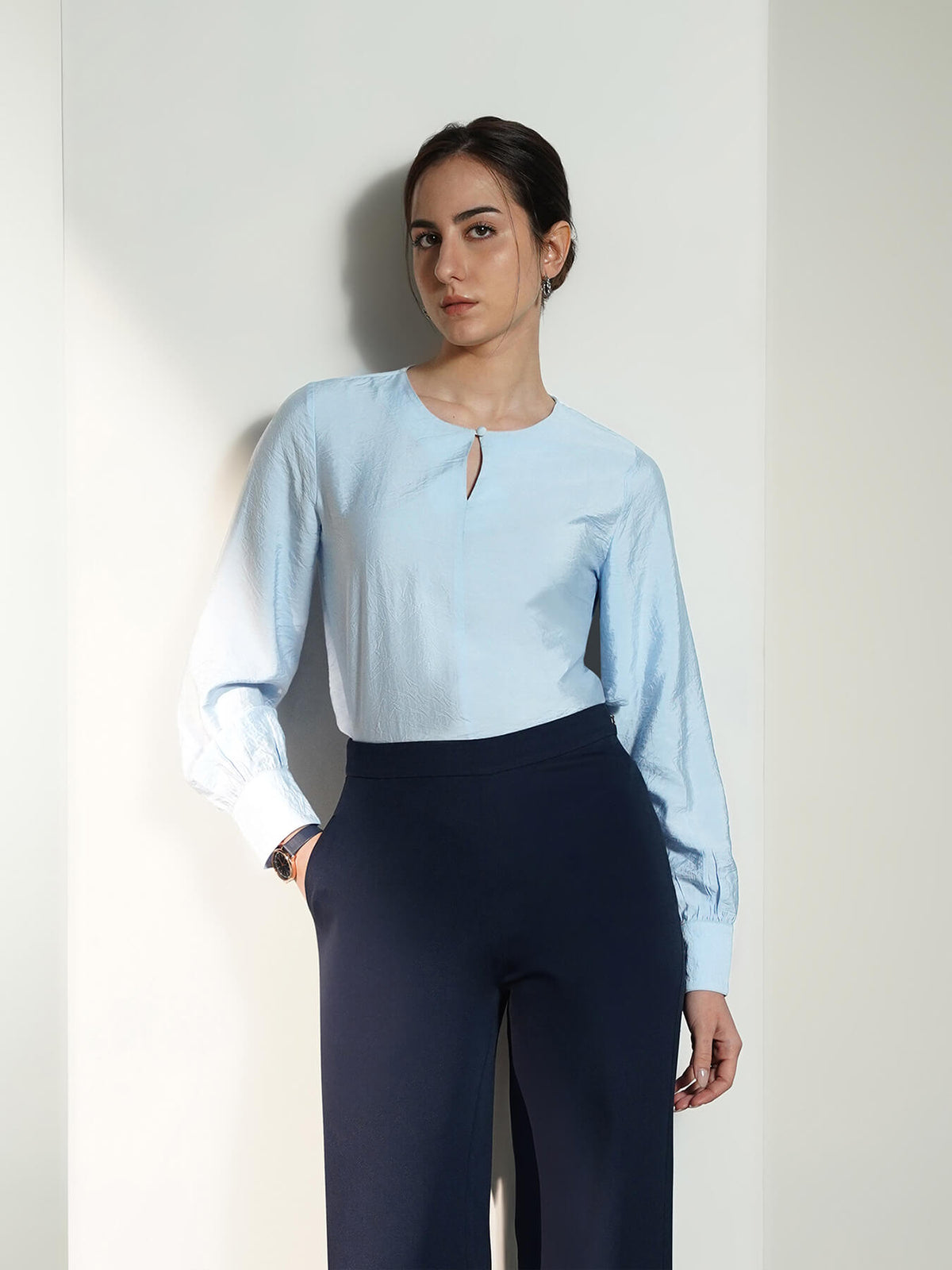 Keyhole Detail Top - Blue