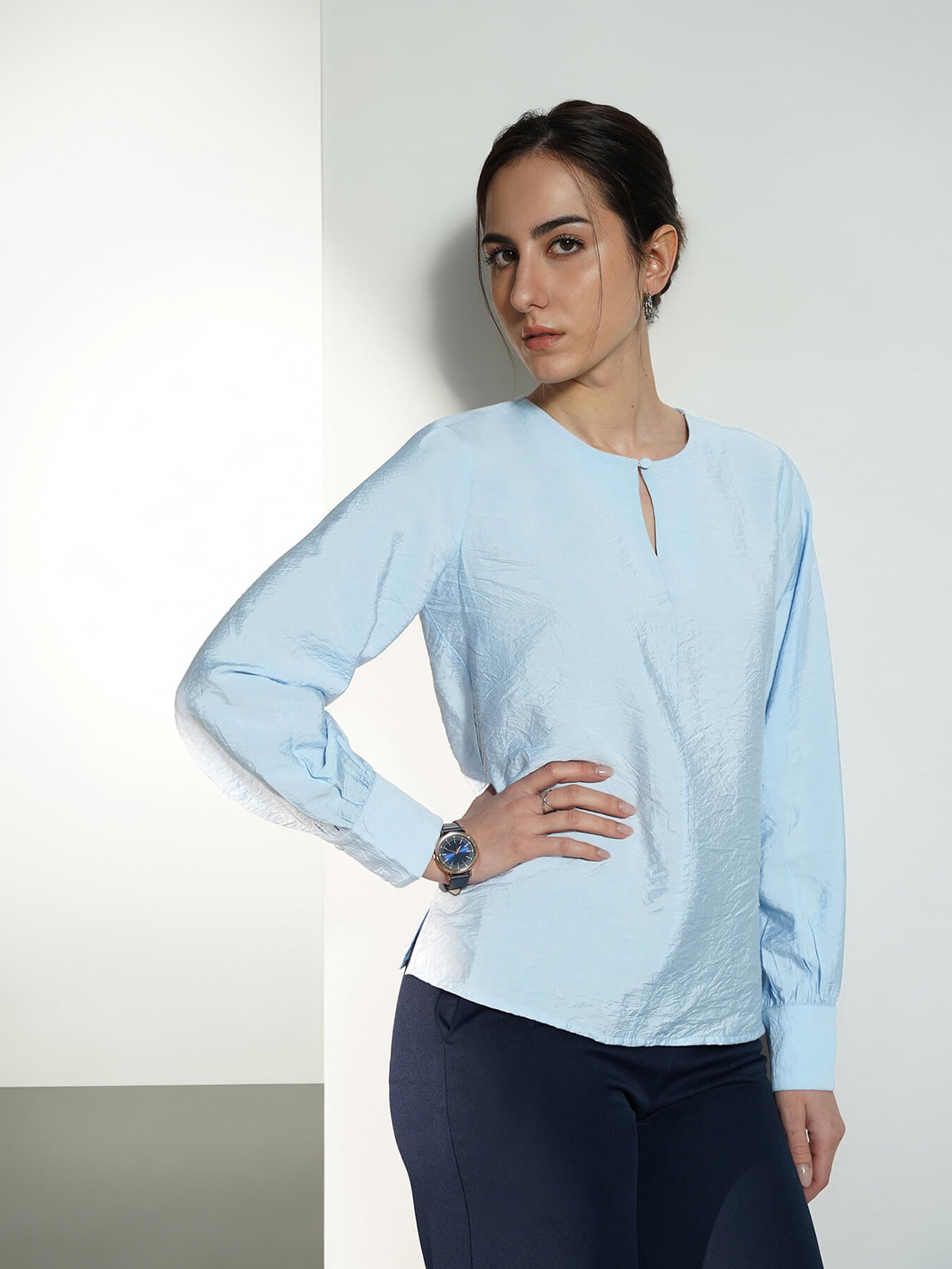 Keyhole Detail Top - Blue