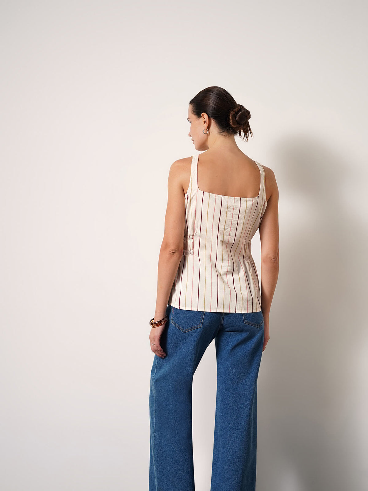 Pure Cotton Striped Top - Off White