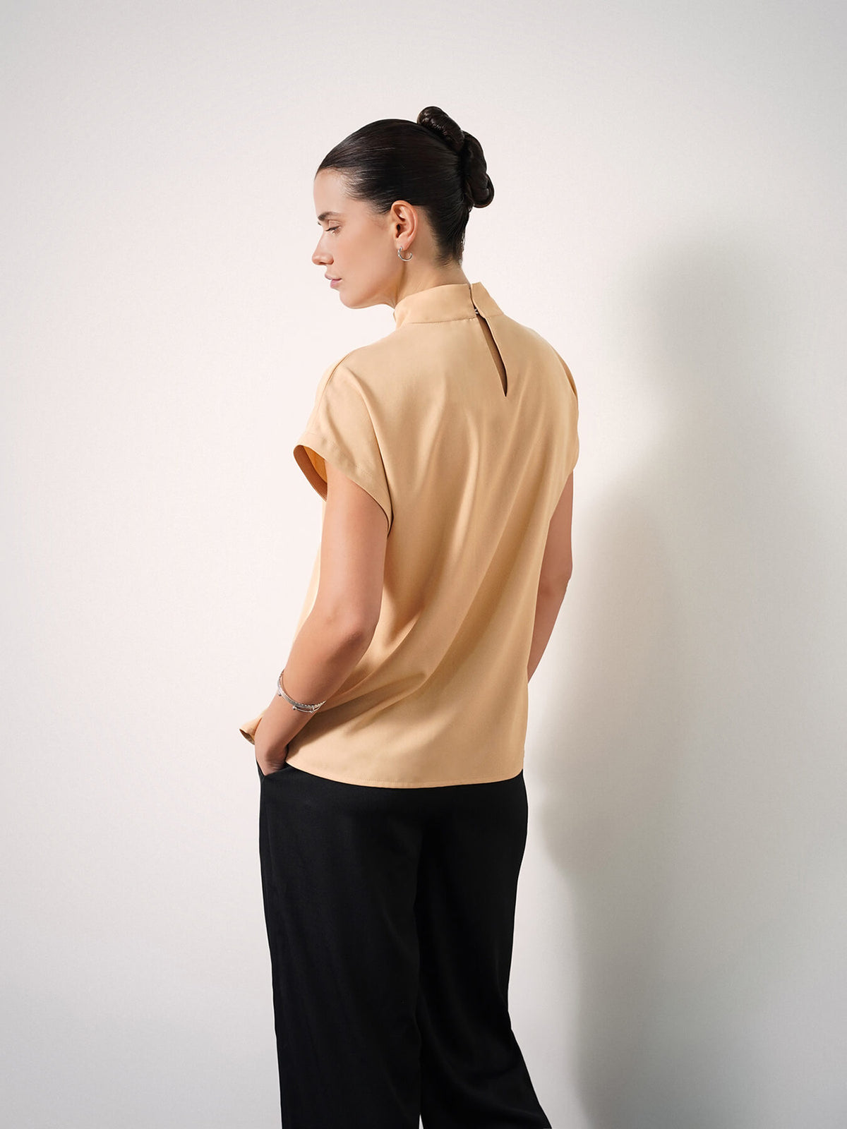 High Neck Top - Beige