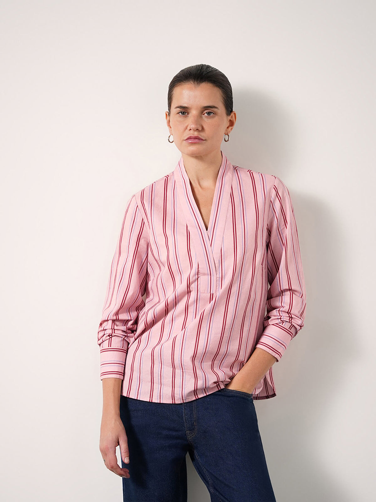 Pure Cotton Striped Top - Pink