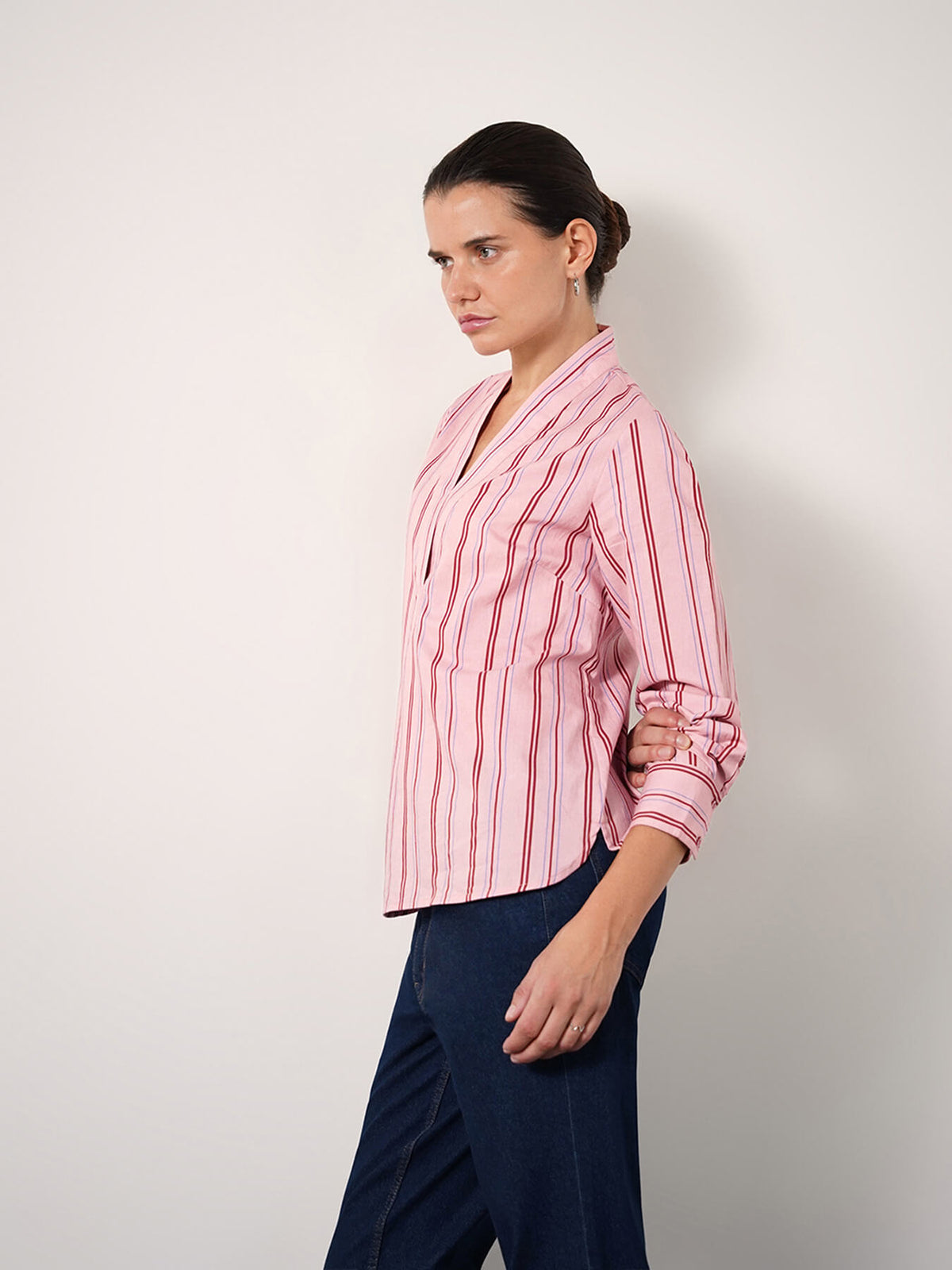 Pure Cotton Striped Top - Pink