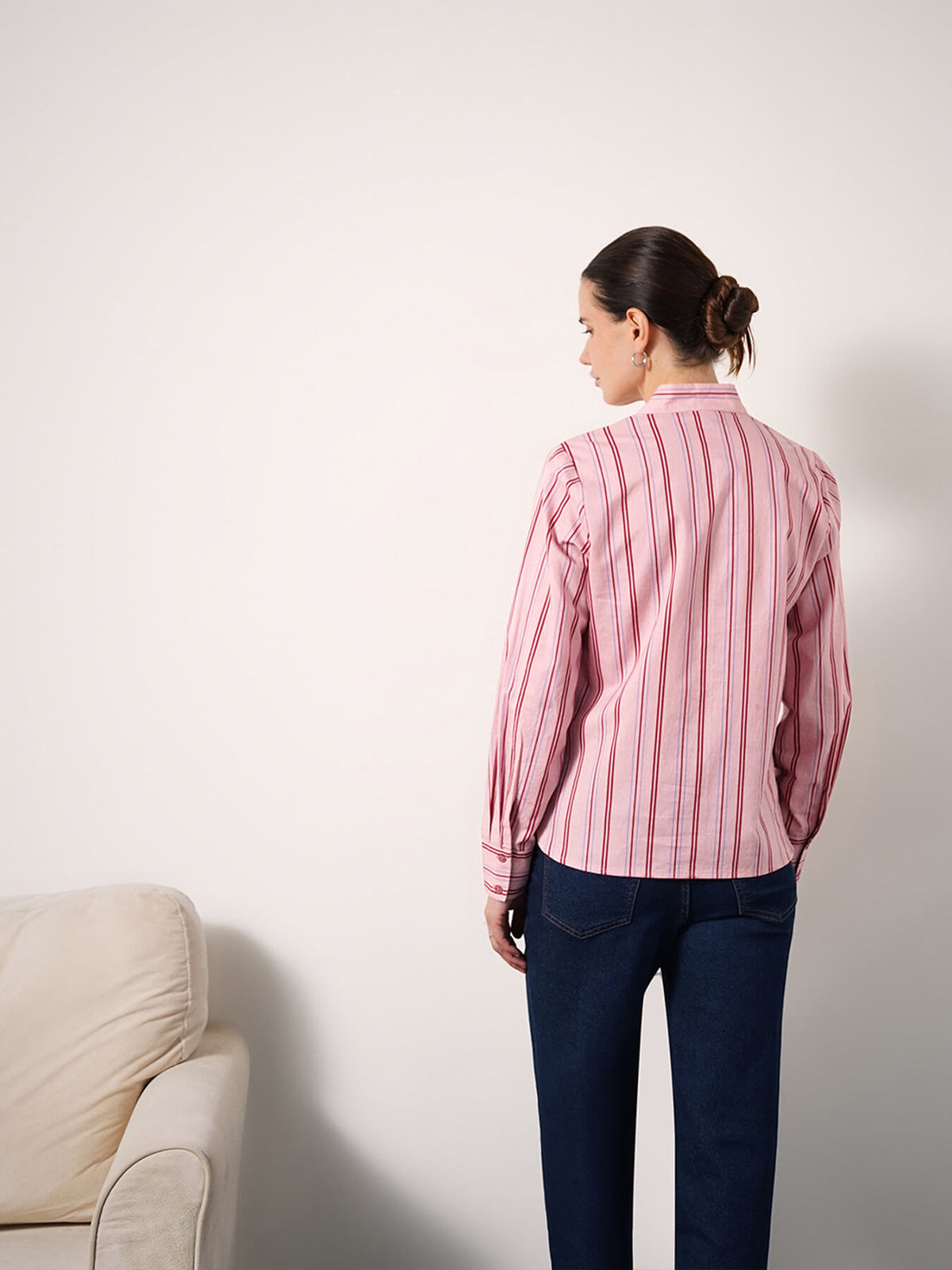 Pure Cotton Striped Top - Pink